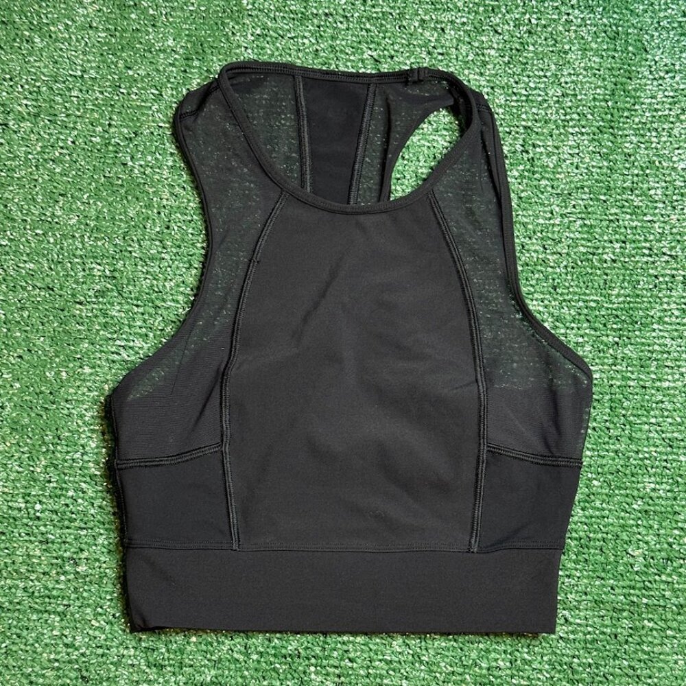 Lululemon Black Racerback Laser Speed Train Run Yoga Tank Cropped Top Size 2